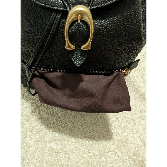 Coach Black Pebbled Leather Backpack Bag Authentic Evie Goldtone Hardware - Picture 10 of 12